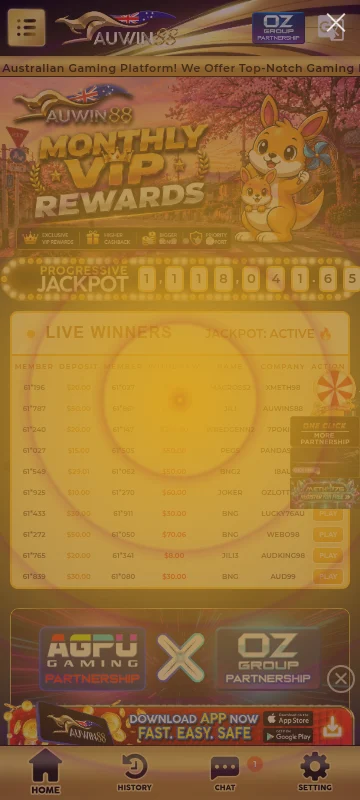 Auwin88 mobile app for accessing pokies, crash games and live casino